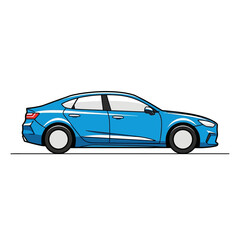 Obraz premium Sleek blue sedan presented in a clean side profile, perfect for automotive marketing and transportation concepts.