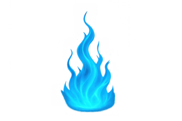 Blue fire flame element with energy and light glow, showing magic power, transparent background effect, vector illustration