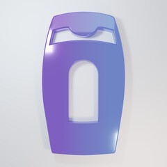 Purple-blue Bottle of shampoo icon isolated on grey background. Minimalism concept. 3D render illustration