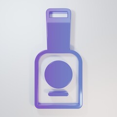 Purple-blue Bottle of nail polish icon isolated on grey background. Minimalism concept. 3D render illustration