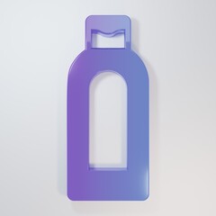 Purple-blue Bottle of shampoo icon isolated on grey background. Minimalism concept. 3D render illustration