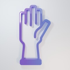 Purple-blue Protective gloves icon isolated on grey background. Minimalism concept. 3D render illustration