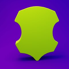Green Leather icon isolated on purple-blue background. Minimalism concept. 3D render illustration