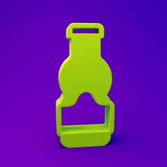 Obraz premium Green Sauce bottle icon isolated on purple-blue background. Ketchup, mustard and mayonnaise bottles with sauce for fast food. Minimalism concept. 3D render illustration