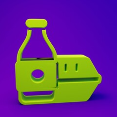 Green Online ordering and fast food delivery icon isolated on purple-blue background. Minimalism concept. 3D render illustration