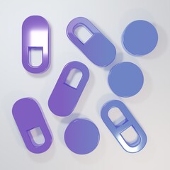 Purple-blue Medical pill bottle biohacking icon isolated on grey background. Pharmacy biohacking. Minimalism concept. 3D render illustration