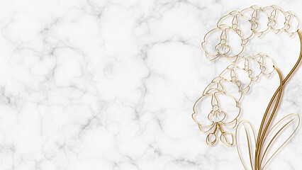 golden flower and marble backdrop