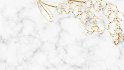 golden flower and marble backdrop