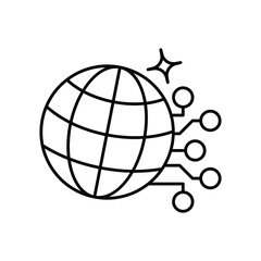 Global Network icon with white background vector stock illustration