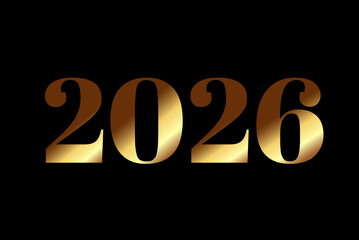 Vibrant 2026 font design element for futuristic projects and announcements isolated on black