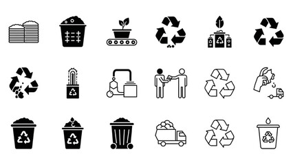 Recycling and Environmental Sustainability Icon Set Eco-Friendly Icons Collection
