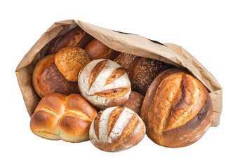fresh bread assortment in brown paper bag