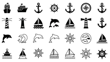 Nautical Icons A Collection of Maritime and Ocean-Themed Symbols