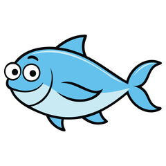 Obraz premium Generative Design Cute Hilsa Fish Cartoon Character Minimalist Aquatic Graphic