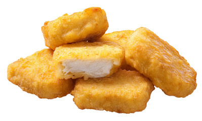 chicken nuggets pile on white background.