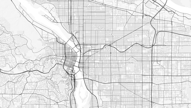 Portland City Map. Minimalist black and white line art poster for printing, wallpaper, wall art for home and office decor