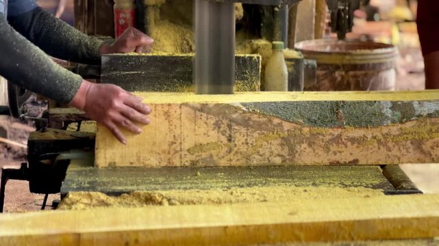 Wood Splitting Process with a Chainsaw