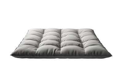 Obraz premium Gray tufted floor cushion with quilted square sections and thick plush padding for lounging or sleeping.