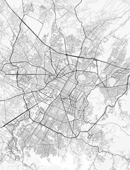 Puebla City Map. Minimalist black and white line art poster for printing, wallpaper, wall art for home and office decor