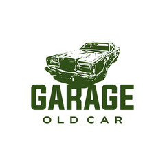 Vintage Garage: Nostalgic Automotive Design with Classic Car Silhouette and Bold Typography