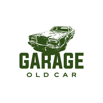 Vintage Garage: Nostalgic Automotive Design with Classic Car Silhouette and Bold Typography