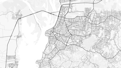 Porto Alegre City Map. Minimalist black and white line art poster for printing, wallpaper, wall art for home and office decor