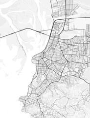 Porto Alegre City Map. Minimalist black and white line art poster for printing, wallpaper, wall art for home and office decor
