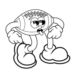 Retro character design from rugby tired outline