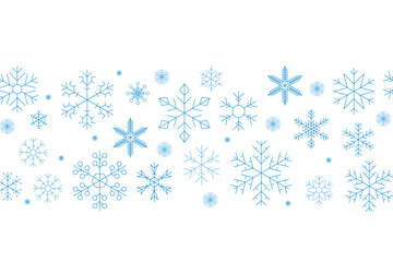 Snowflakes background isolated vector, snowflakes group with stars banner, Christmas border decoration. Happy New Year 2026. Snowflake set. Snowflake snow freeze winter thin line icon
