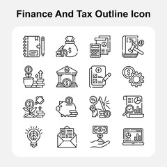 Financial Management and Budget Planning Outline Icons Set 1
