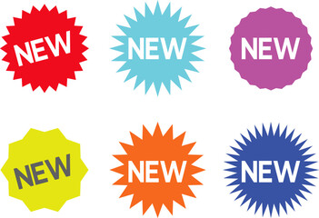 New sticker set, discount sticker, special price, advertising campaign, jagged starburst sticker icon, sale sticker. Stickers for New Arrival shop product tags, new labels or sale badges and banners