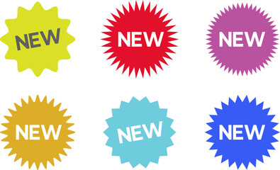 New sticker set, discount sticker, special price, advertising campaign, jagged starburst sticker icon, sale sticker. Stickers for New Arrival shop product tags, new labels or sale badges and banners