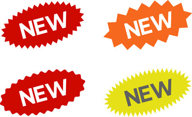 New sticker set, discount sticker, special price, advertising campaign, jagged starburst sticker icon, sale sticker. Stickers for New Arrival shop product tags, new labels or sale badges and banners