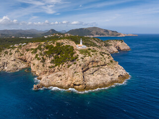 Faro de Capdepera en la Isla de Mallorca, Baleares