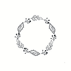Merry Christmas wreath with twigs Vector