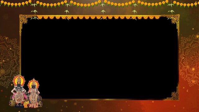 Lord Vitthal & Rukmini Devotional Video Frame Template with Gold Border