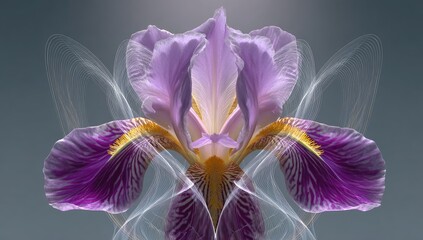Fototapeta premium Iris close-up with digital ethereal smoke overlay