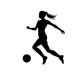silhouette of a women soccer player