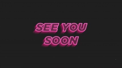 See You Soon Glowing Pink Title Loop On Retro CRT Television Screen