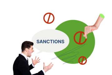 Composite photo collage of angry man wear formal suit taboo symbol prohibition problem russia state ban isolated on painted background