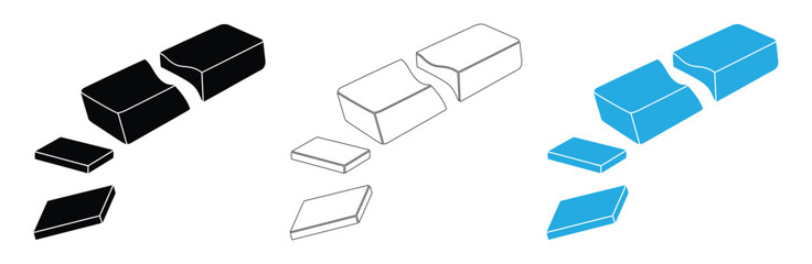 Broken pieces of abstract geometric shapes isolated on white,Isometric broken block vector illustration isolated on white background,Cube icons set vector illustration isolated on white background