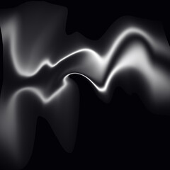 Abstract flowing white light waves on a dark black background with a smoky ethereal texture