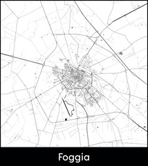 Foggia city map, Italy - Topographic vector map poster