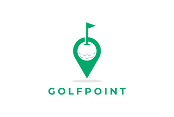 Golf logo Design, Pin Location with golf icon combination, golf  logo design template element, vector illustration