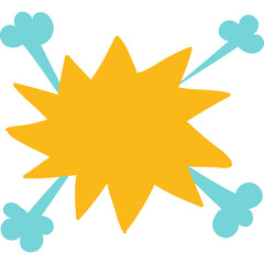 Explosion Burst Star Shape with Blue Smoke Clouds on Transparent Background Cartoon Style Sound Effect Element