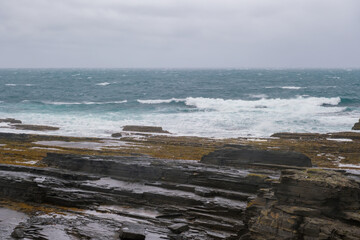 Russia, Murmansk region, Rybachy Peninsula. Barents Sea coast, storm. August 2025