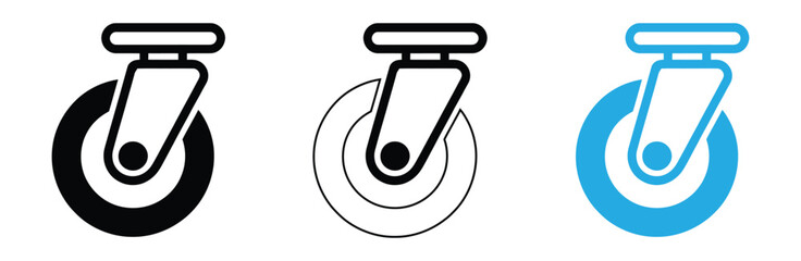 Modern caster wheel icon for smooth mobility and design,Caster wheel icon set isolated on white background vector,Cart trolley wheel icon symbol concept. Icons for web and mobile.