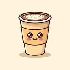 Kawaii cute coffee character vector design