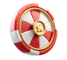 Red and White Slot Wheel with Gold Coin isolated on a transparent background