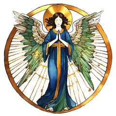 Obraz premium praying angel with wings christmas ornament vector illustration
